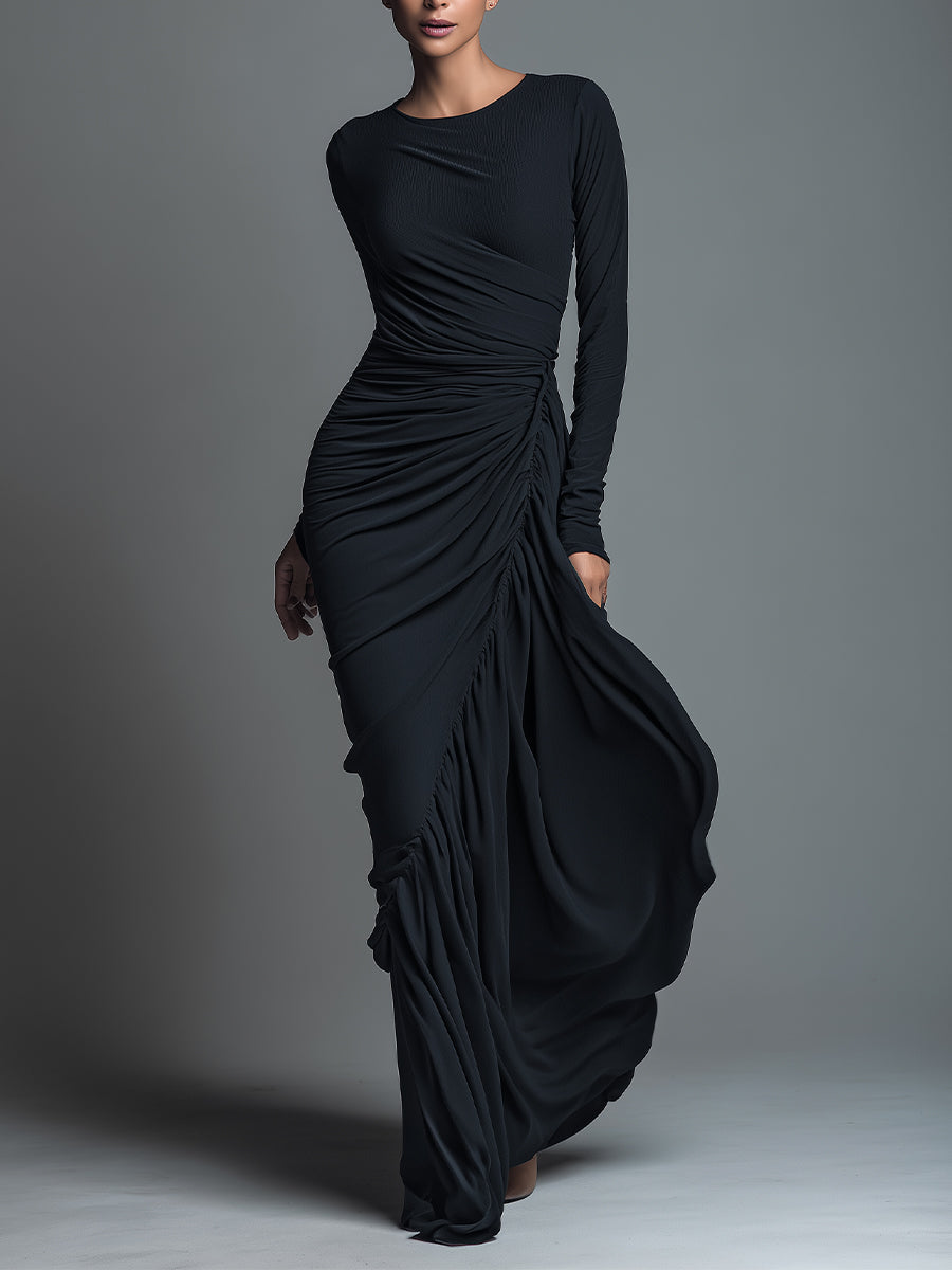 שמלות מקסי שחורה אלגנטית לנשים MDA1541H1I