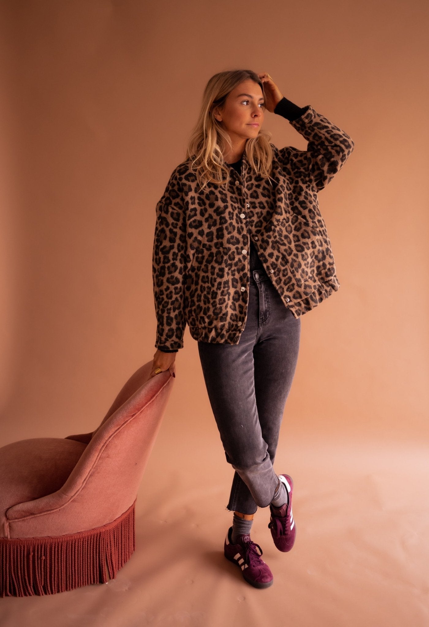 אימלין | ג'קט בומבר בהדפס נמר לנשים